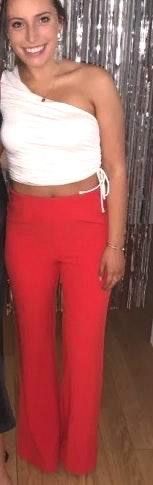 Red High Waisted Flare Pants