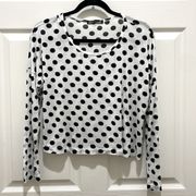 Happening in the present White & Black Polka Dot Long Sleeve Crop Top