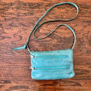 HOBO International Mission Crossbody Bag in Turquoise Blue Leather