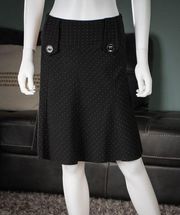 Black Polka Dot Mini Skirt with Buttons Size 3