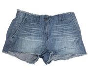 Michael Kors Blue Lightweight Denim Distressed Mid-rise Cut-Off Jean Shorts Sz 8