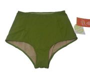 NWT Kortni Jeane Green High-Waisted Swim Bottoms Size Large