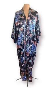 Vintage Fantasies By Morgan Taylor Robe Floor Length Dark Floral Long Sleeves