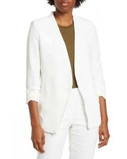 T Tahari White Ruched Sleeve Blazer Size XL