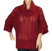 Notations Red Semi Sheer Knit Cowlneck Sweater L