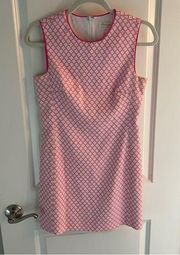 Shoshana Fit and Flare Pink Jacquard Diamond Print Sleeveless Dress | 2