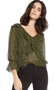 - Lilyanna Top Green Ruffle Blouse