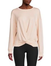 long sleeve scuba twisted front top crewneck nude Medium