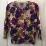 Ladies’ Kenar Floral Cardigan w/Beaded Neckline (M)