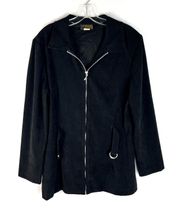 David Paul New York Vintage Black Faux Suede Buckle Side Zip Up Jacket