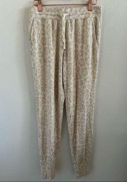 Splendid Neutral Leopard Print Lounge Pants Cozy Jogger Elastic Waist S