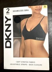 NEW in packaging - 2 pack DKNY size S seamless bras in black and sand colors