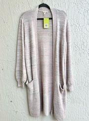 Rebecca Taylor pale pink heathered long cardigan duster size Large