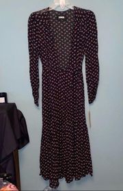 Reformation Wrap Dress Black and Ditzy Floral Print size XS