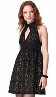 Anna Sui Black Lace Collared Dress