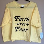 NEW! ABOUND Size M Oversized Faith Over Fear Yellow Short Sleeve Graphic T-Shirt