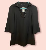 NWT black 3/4 sleeve collared top 