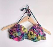 BONGO Bikini Top Snakeskin Print Multicolor Size Medium