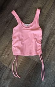 Ruched Tight Fitting Pink Tank Top