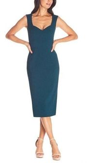 DRESS THE POPULATION Elle Pine Green Sheath Midi Dress