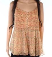 EUC  peach embroidered silk peasant top