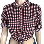 Love Culture Red And Black Buffalo Plaid Crop Top Small NWT
