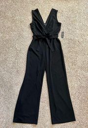 NWT Justify Black V-Neck Jumpsuit Front Tie Size Large