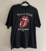 Rolling Stones North American Tour Black Short Sleeve Graphic T-Shirt X-Large