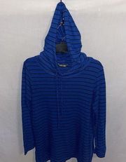 Peyton Jensen Casual Hoodie Women’s Size Large Blue Striped Long Sleeve Comfort