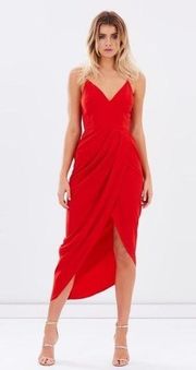 Shona Joy red core cocktail midi dress size 4 wedding guest prom homecoming