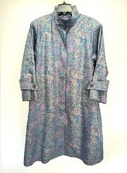 London Fog Vintage 1980s Union Made ACTWU Floral Trench Overcoat 12P Fits XXL