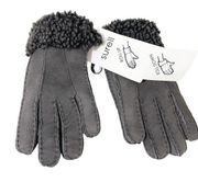 NWT Surell Gray Shearling Lamb Sheepskin Gloves Medium