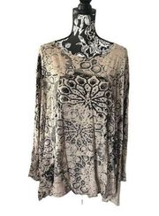 Peruvian Connection Floral Long Sleeve Shirt Top Blouse Oversized Medium Large