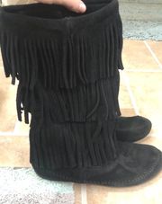 Black  Fringe Boots