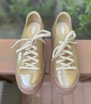 Melissa Drive Sneaker Size 7 Clear Tan Beige Flecked Jelly Transparent Shoe