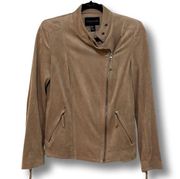 Tan Faux Suede Moto Jacket