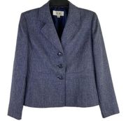 Blue Short Tailored Button Front Blazer Size 8P