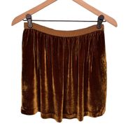 Silk Blend Velvet Mini Skirt Pockets Zipper Zip Up Side Lined Gold 4