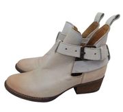 Very Volatile Leather Booties Ankle Boots 9.5 Distressed White Cream