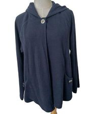 Coldwater Creek blue hooded top button cardigan