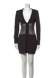 BALMAIN NEW Black Lace Sheer Corset Dress Size 6