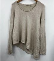 Helmut Lang Sweater Womens S Asymetrical Knit Crewneck Long Sleeve Tan Brown