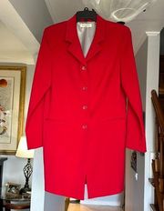 Vibrant Red  Long Jacket Sz 10