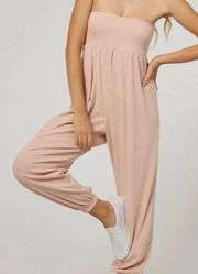 O'NEILL Sandy Strapless Jumpsuit Pink Peony Size Small