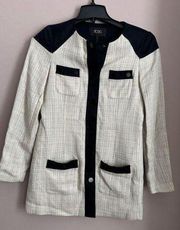 BCBG Paris Woven Tweed Mid Length Blazer Jacket Size 2 NWT