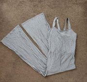 Grey/White Striped Sleeveless Jumper, Women's Small