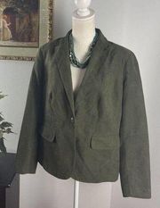 Coldwater Creek Women’s Size Medium 10-12 Olive Green Jacket Lapel Collar