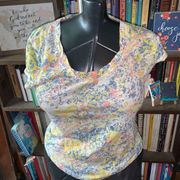 Pilcro for Anthropologie floral scoop neck S basic tee