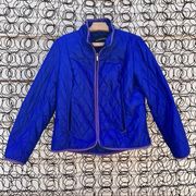 Lands’ End Primaloft Blue Quilted Puffer Zip Up Jacket