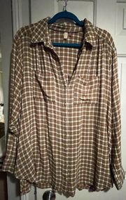 Anthropologie Pilcro and the Letterpress Relaxed Plaid Button Down Shirt in Moss